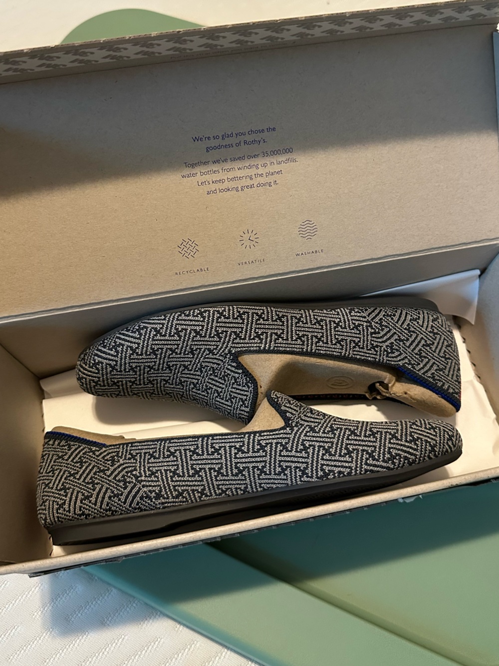 Rothy's Navy & Gray Woven Slip-On Flats